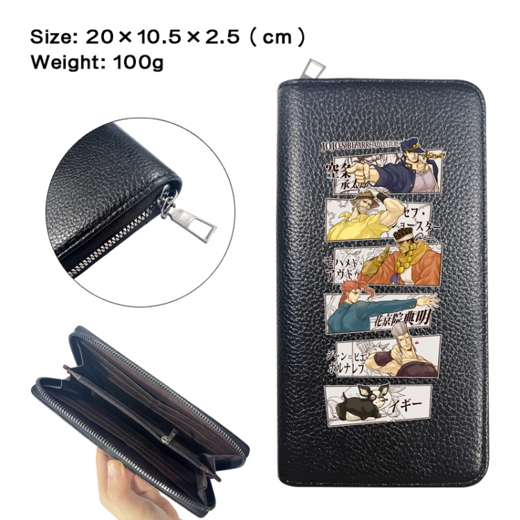 JoJos Bizarre Adventure Anime printed PU folding long zippered wallet with zero wallet 20x10.5x2.5cm