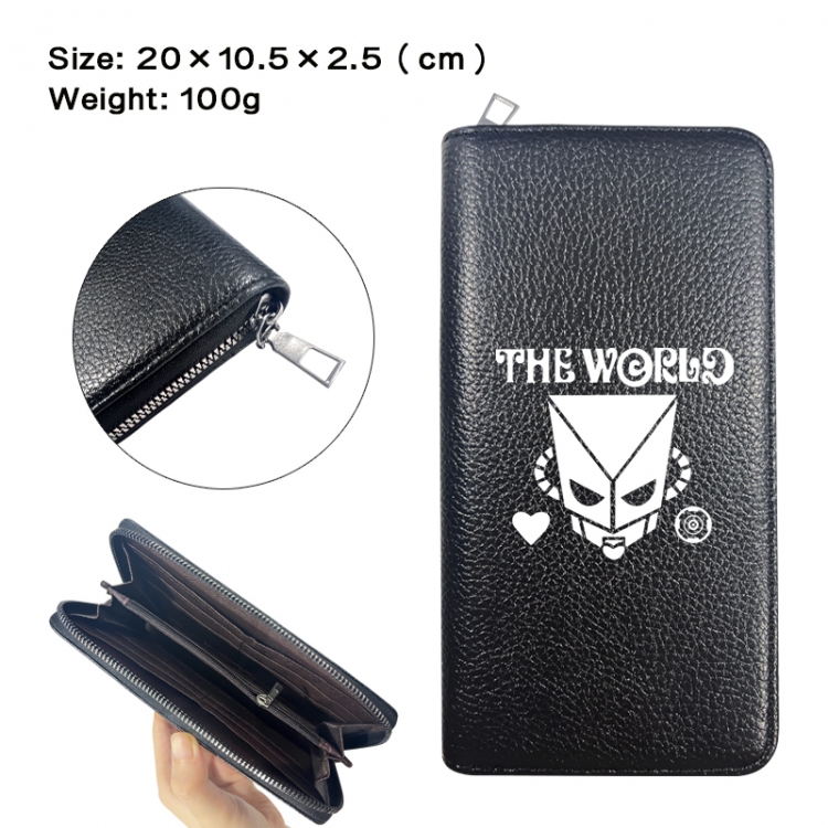 JoJos Bizarre Adventure Anime printed PU folding long zippered wallet with zero wallet 20x10.5x2.5cm