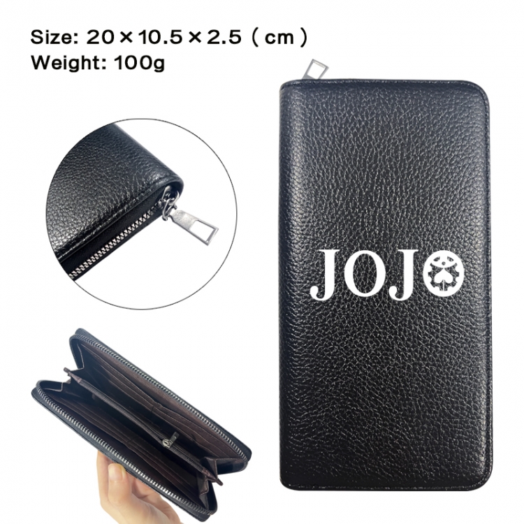 JoJos Bizarre Adventure Anime printed PU folding long zippered wallet with zero wallet 20x10.5x2.5cm