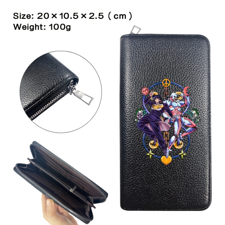 JoJos Bizarre Adventure Anime printed PU folding long zippered wallet with zero wallet 20x10.5x2.5cm