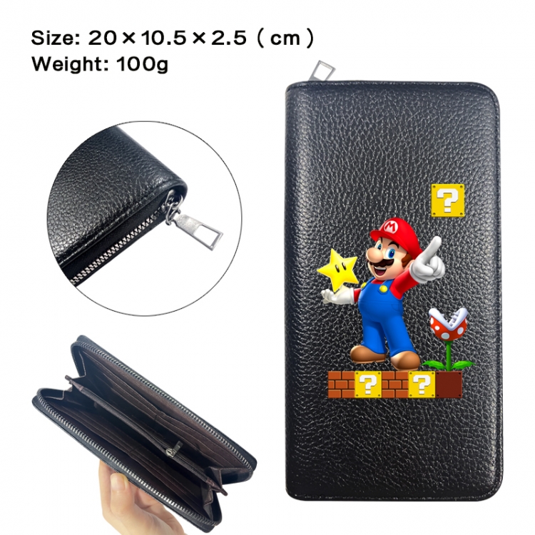 Super Mario Anime printed PU folding long zippered wallet with zero wallet 20x10.5x2.5cm