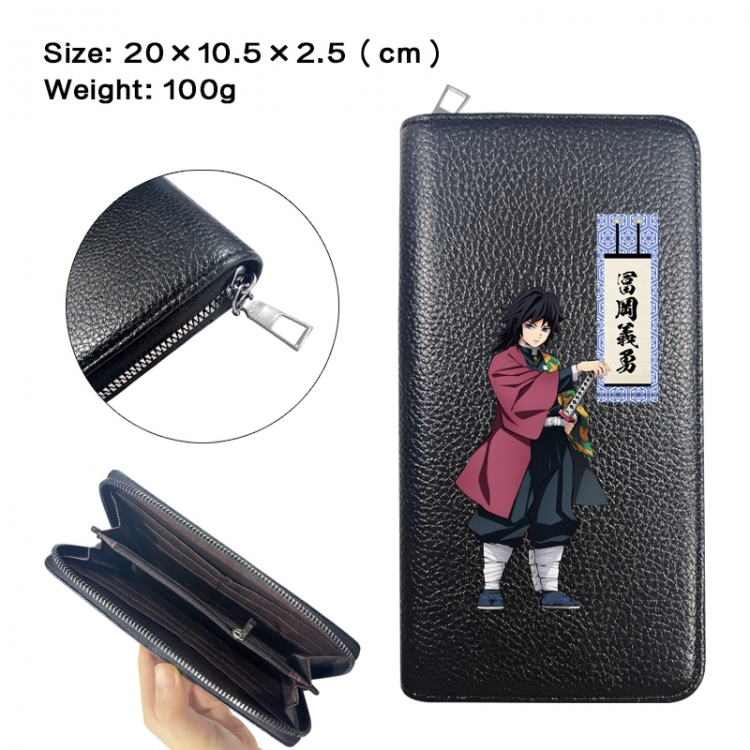 Demon Slayer Kimets Anime printed PU folding long zippered wallet with zero wallet 20x10.5x2.5cm