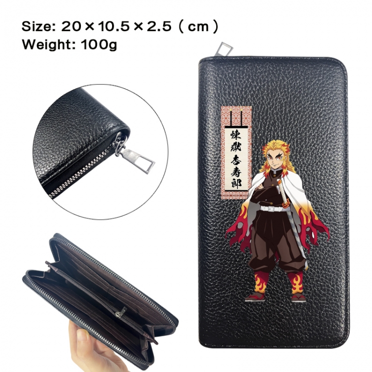 Demon Slayer Kimets Anime printed PU folding long zippered wallet with zero wallet 20x10.5x2.5cm