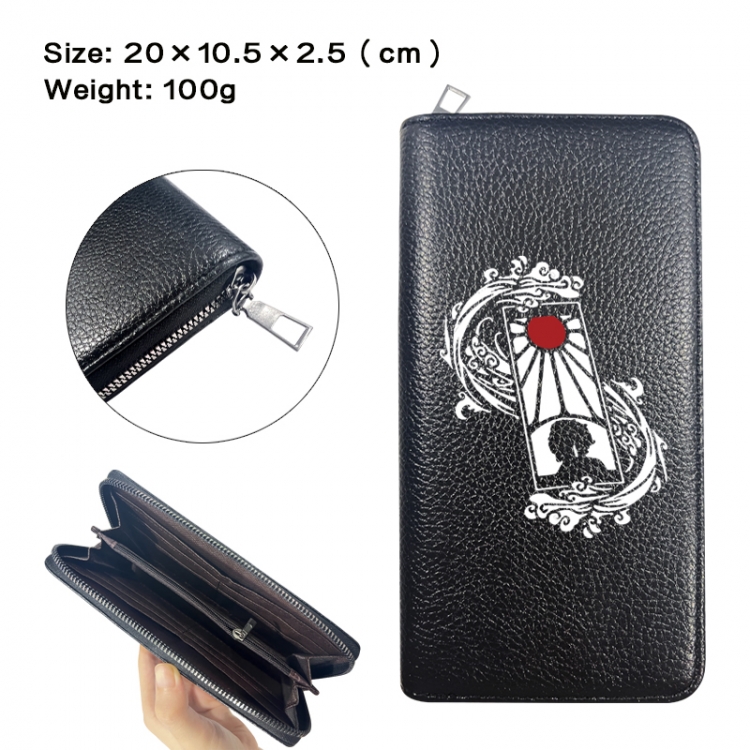 Demon Slayer Kimets Anime printed PU folding long zippered wallet with zero wallet 20x10.5x2.5cm