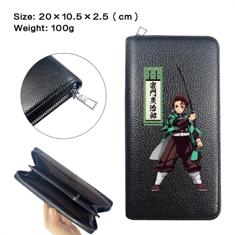 Demon Slayer Kimets Anime printed PU folding long zippered wallet with zero wallet 20x10.5x2.5cm