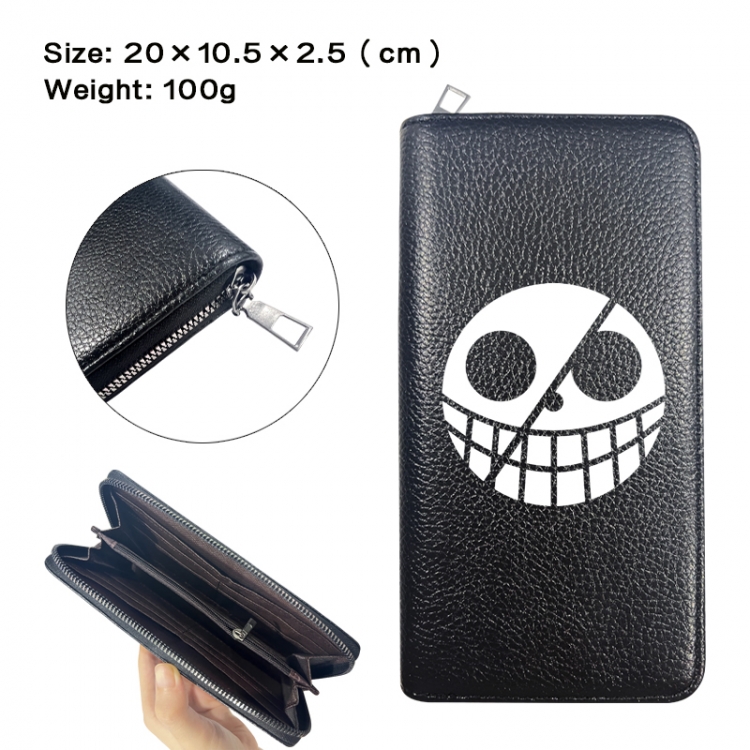 One Piece Anime printed PU folding long zippered wallet with zero wallet 20x10.5x2.5cm