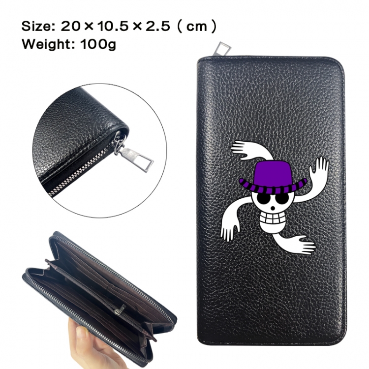 One Piece Anime printed PU folding long zippered wallet with zero wallet 20x10.5x2.5cm