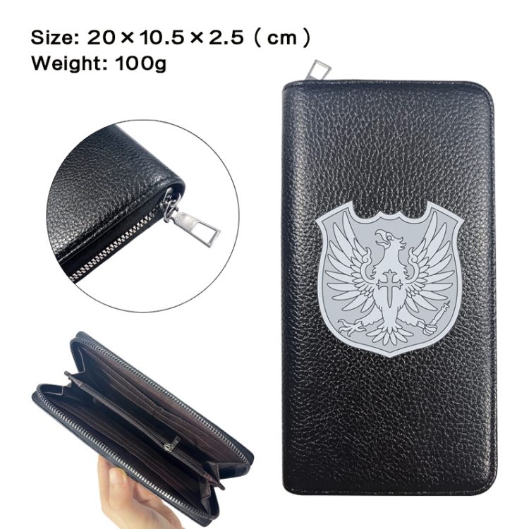 Black Clover Anime printed PU folding long zippered wallet with zero wallet 20x10.5x2.5cm