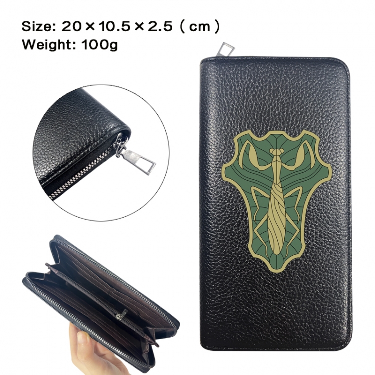 Black Clover Anime printed PU folding long zippered wallet with zero wallet 20x10.5x2.5cm