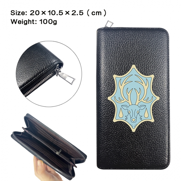 Black Clover Anime printed PU folding long zippered wallet with zero wallet 20x10.5x2.5cm