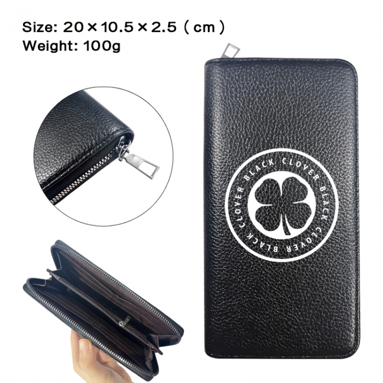 Black Clover Anime printed PU folding long zippered wallet with zero wallet 20x10.5x2.5cm