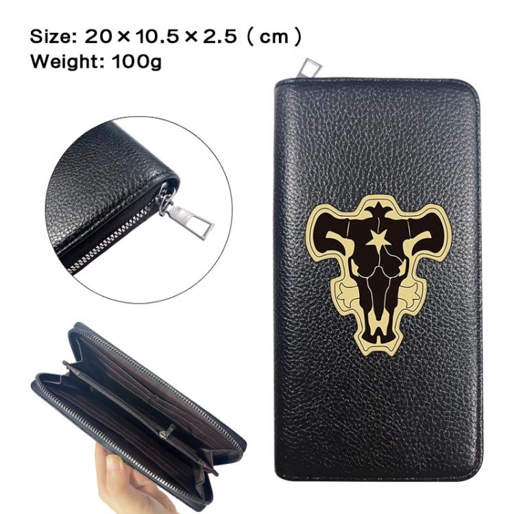 Black Clover Anime printed PU folding long zippered wallet with zero wallet 20x10.5x2.5cm