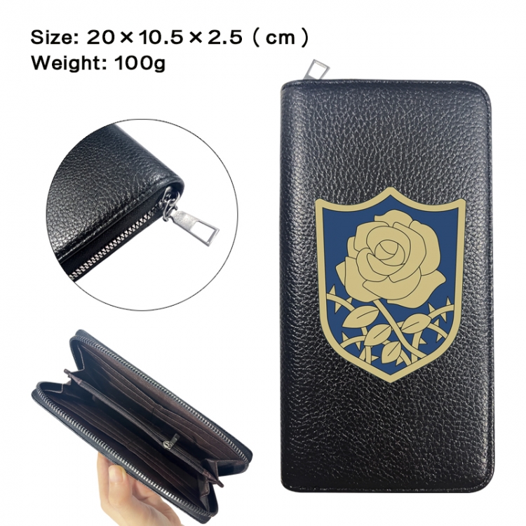 Black Clover Anime printed PU folding long zippered wallet with zero wallet 20x10.5x2.5cm