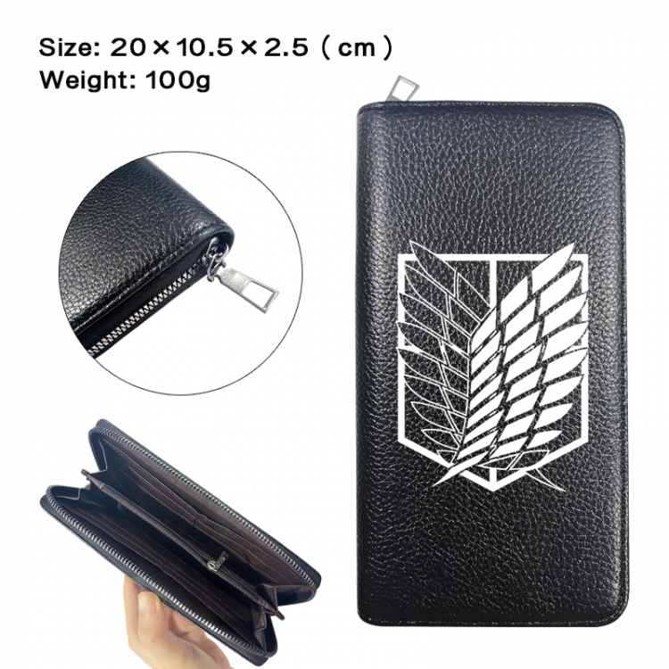 Shingeki no Kyojin Anime printed PU folding long zippered wallet with zero wallet 20x10.5x2.5cm