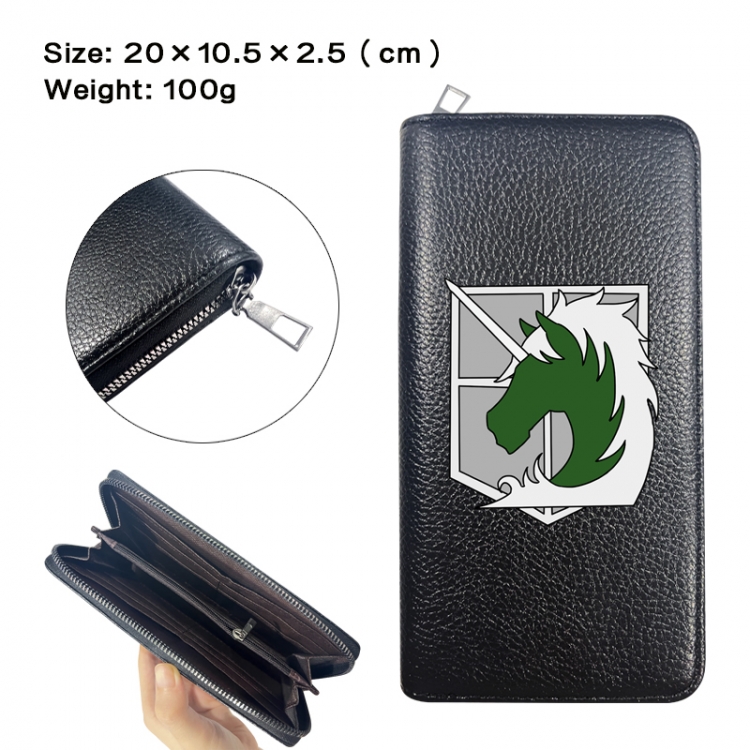 Shingeki no Kyojin Anime printed PU folding long zippered wallet with zero wallet 20x10.5x2.5cm