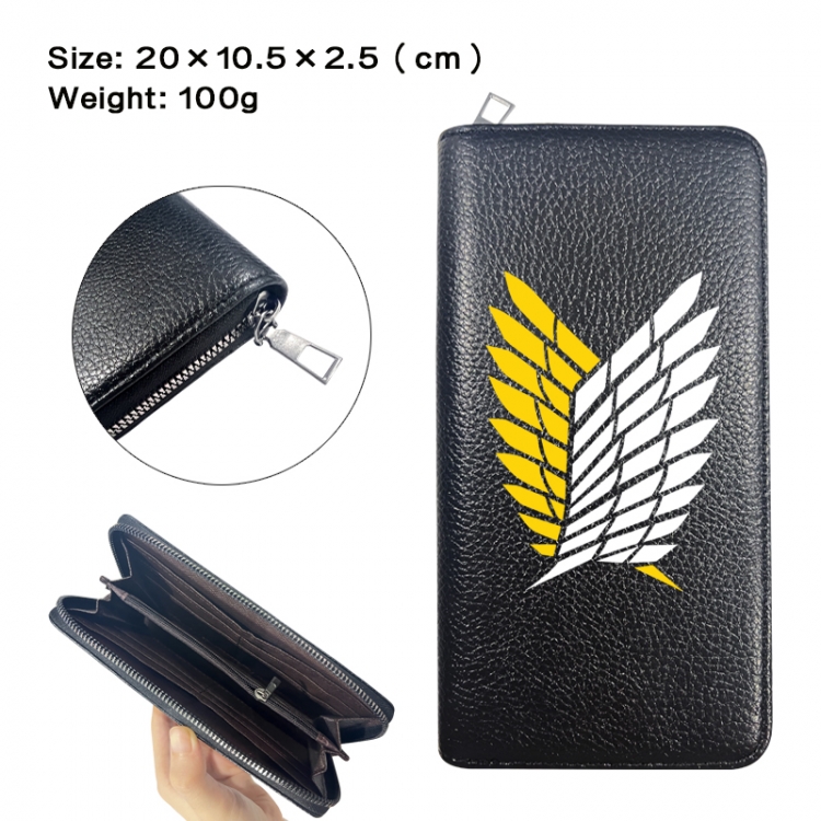 Shingeki no Kyojin Anime printed PU folding long zippered wallet with zero wallet 20x10.5x2.5cm