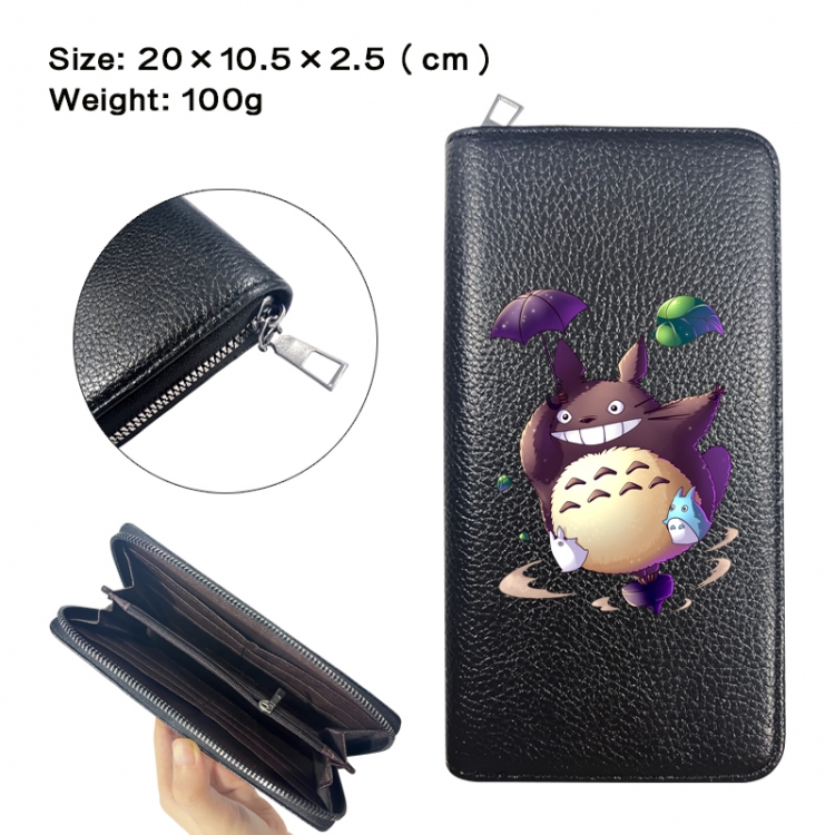 TOTORO Anime printed PU folding long zippered wallet with zero wallet 20x10.5x2.5cm