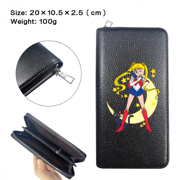 sailormoon Anime printed PU folding long zippered wallet with zero wallet 20x10.5x2.5cm