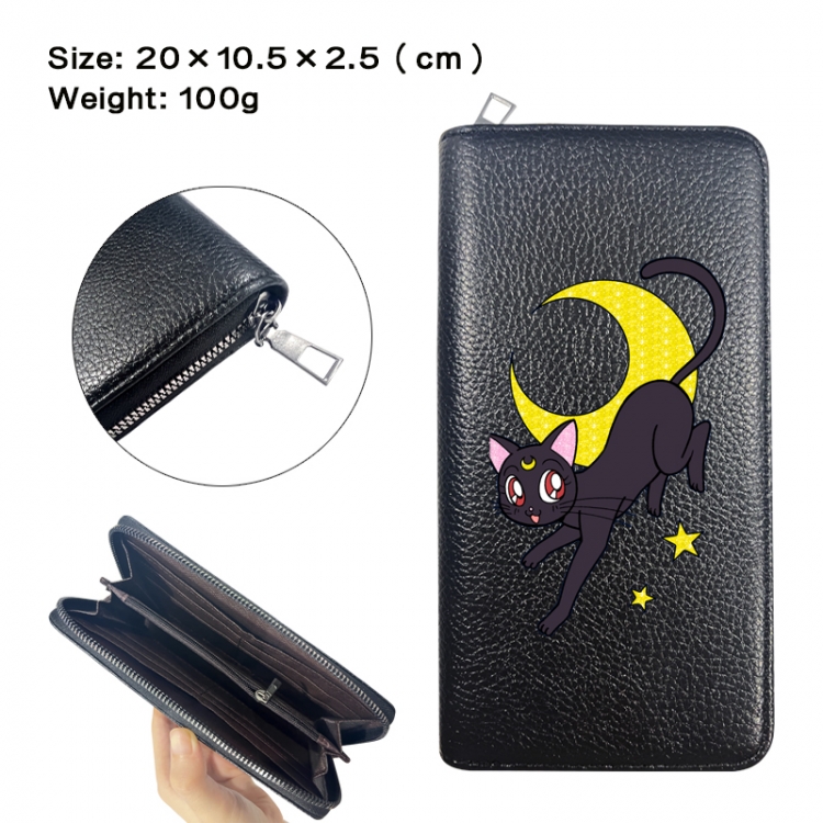 sailormoon Anime printed PU folding long zippered wallet with zero wallet 20x10.5x2.5cm