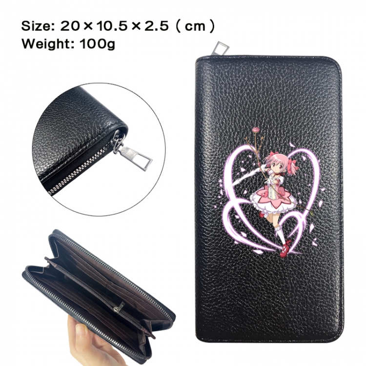 Magical Girl Madoka of the Magus Anime printed PU folding long zippered wallet with zero wallet 20x10.5x2.5cm