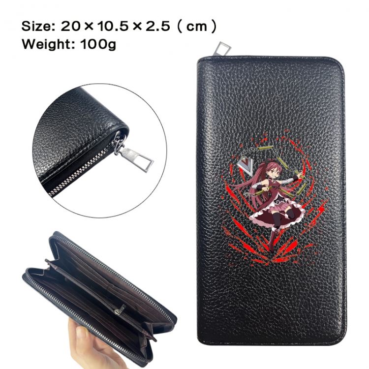 Magical Girl Madoka of the Magus Anime printed PU folding long zippered wallet with zero wallet 20x10.5x2.5cm