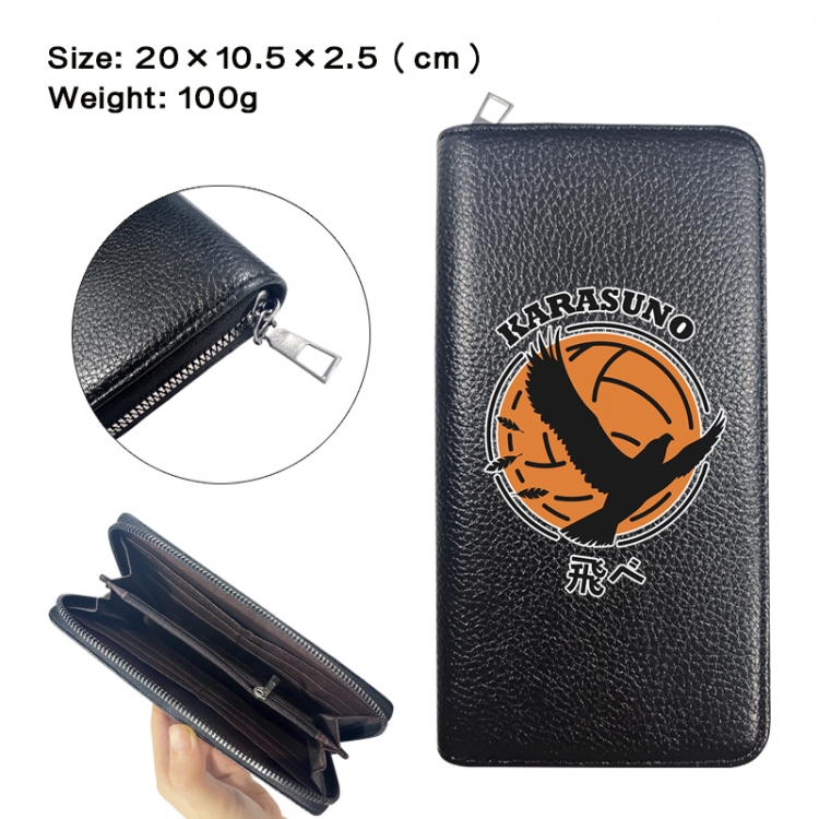 Haikyuu!! Anime printed PU folding long zippered wallet with zero wallet 20x10.5x2.5cm