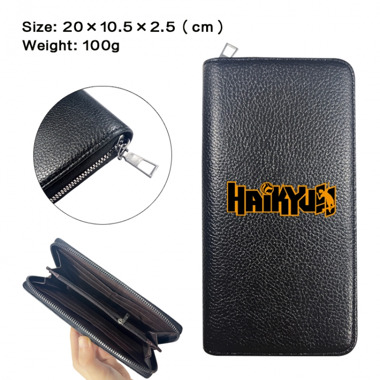 Haikyuu!! Anime printed PU folding long zippered wallet with zero wallet 20x10.5x2.5cm