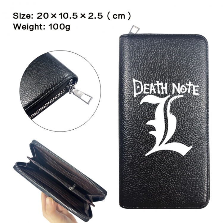 Death note Anime printed PU folding long zippered wallet with zero wallet 20x10.5x2.5cm