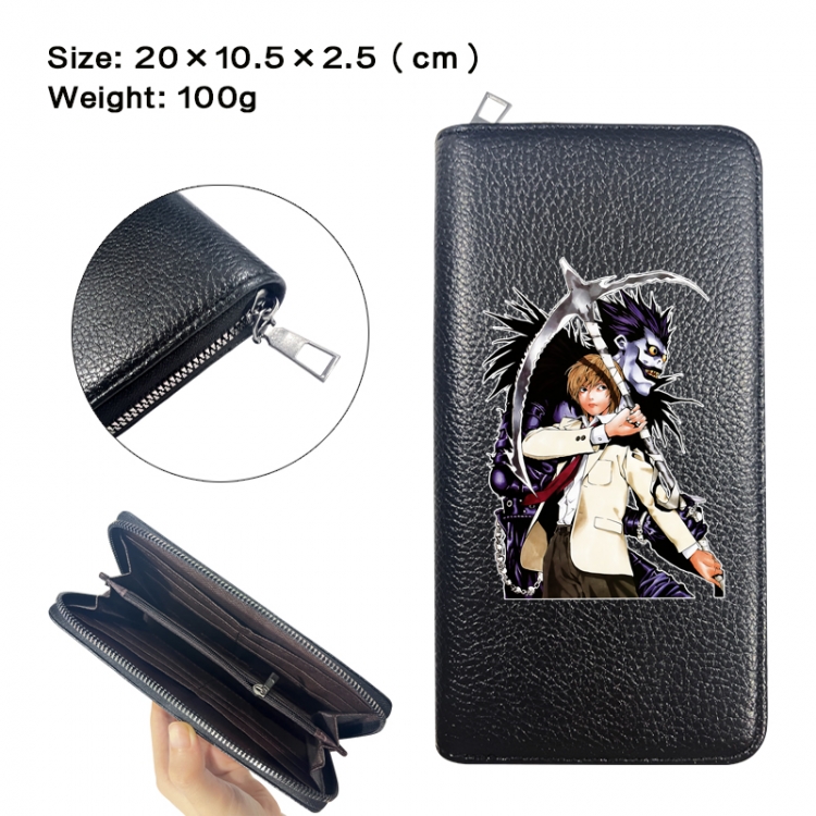 Death note Anime printed PU folding long zippered wallet with zero wallet 20x10.5x2.5cm