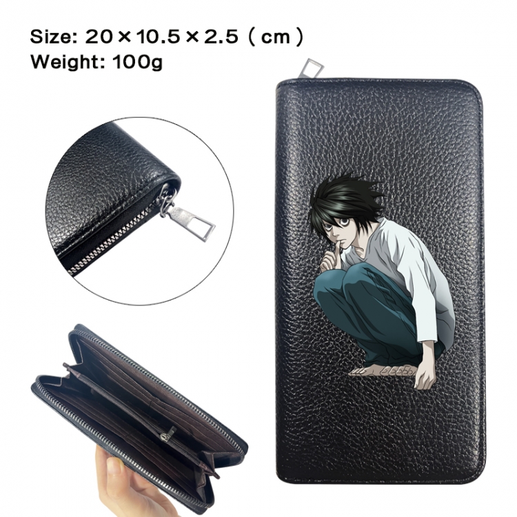 Death note Anime printed PU folding long zippered wallet with zero wallet 20x10.5x2.5cm