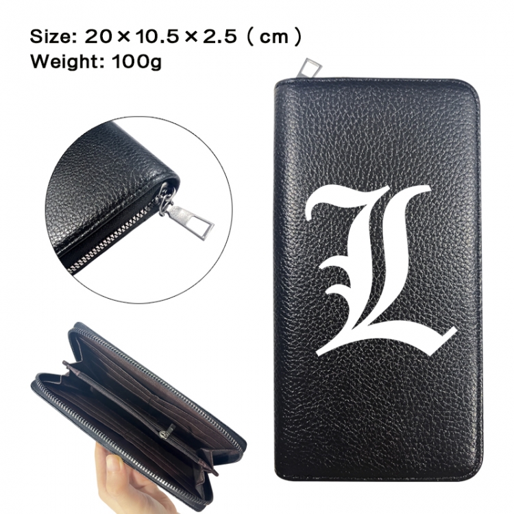 Death note Anime printed PU folding long zippered wallet with zero wallet 20x10.5x2.5cm