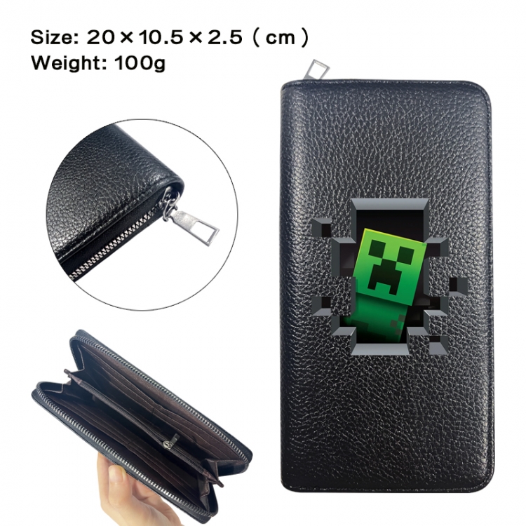Minecraft Anime printed PU folding long zippered wallet with zero wallet 20x10.5x2.5cm