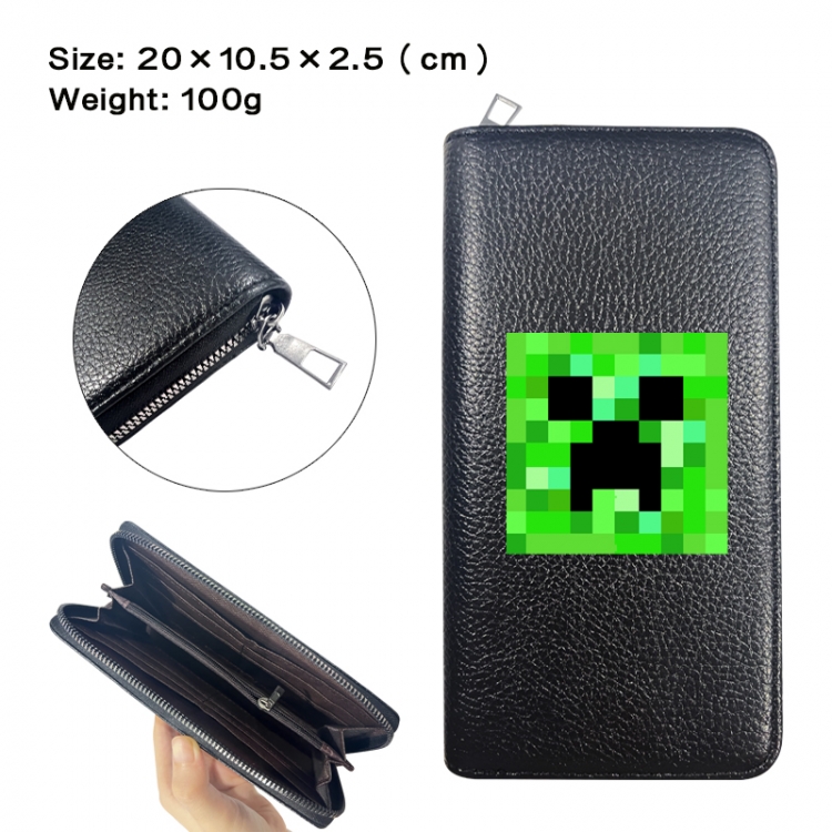 Minecraft Anime printed PU folding long zippered wallet with zero wallet 20x10.5x2.5cm