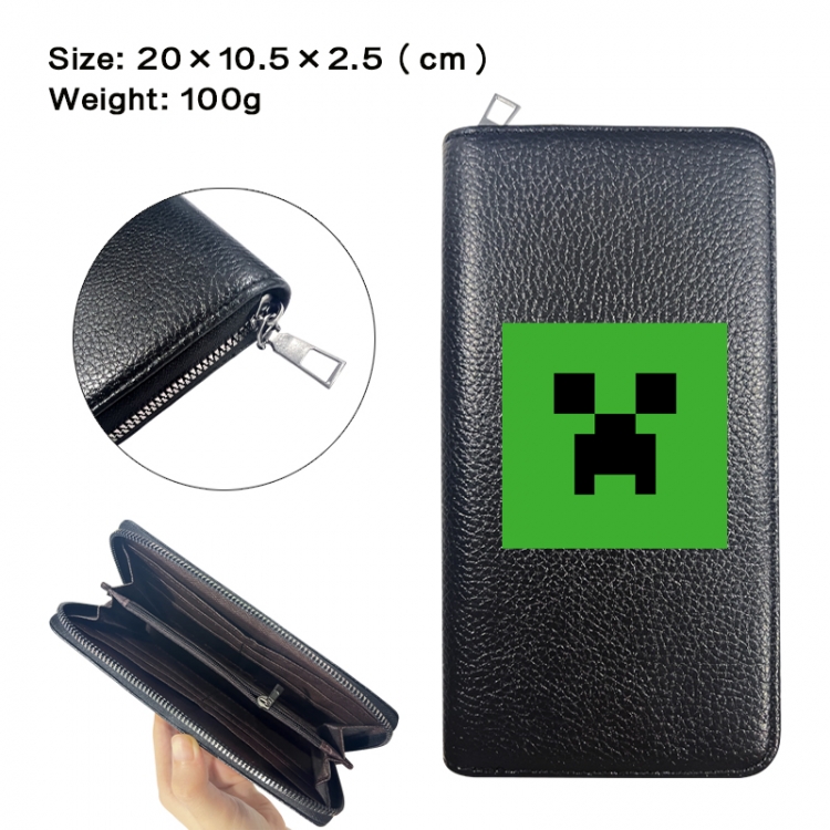 Minecraft Anime printed PU folding long zippered wallet with zero wallet 20x10.5x2.5cm