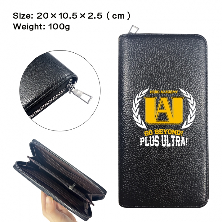 My Hero Academia Anime printed PU folding long zippered wallet with zero wallet 20x10.5x2.5cm