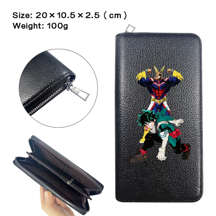 My Hero Academia Anime printed PU folding long zippered wallet with zero wallet 20x10.5x2.5cm