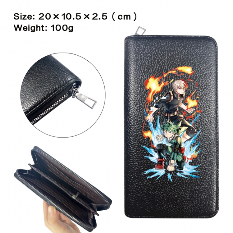 My Hero Academia Anime printed PU folding long zippered wallet with zero wallet 20x10.5x2.5cm