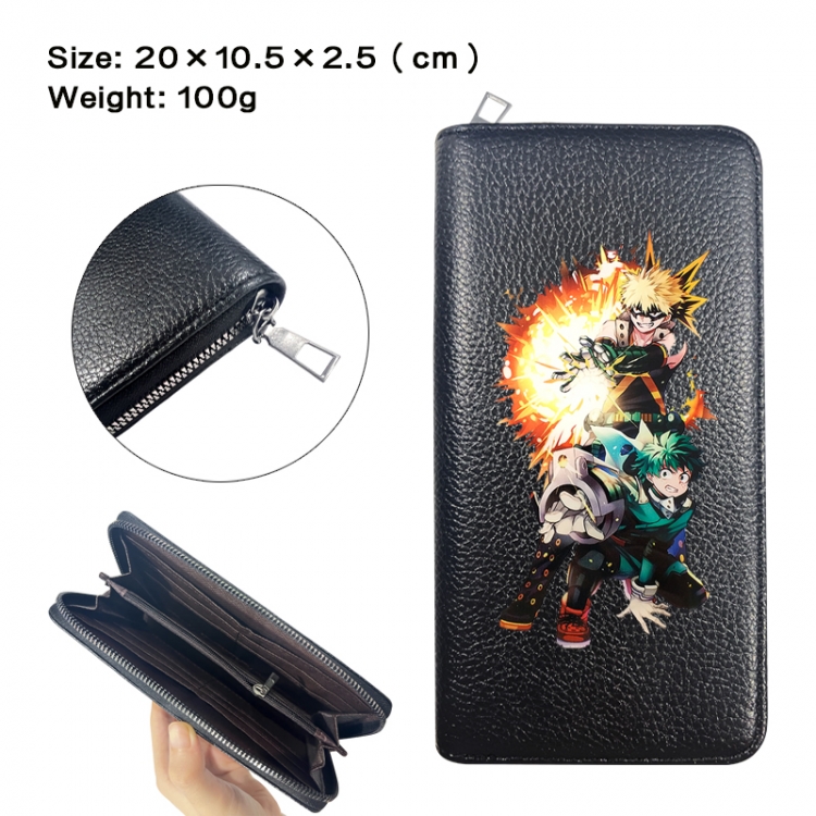 My Hero Academia Anime printed PU folding long zippered wallet with zero wallet 20x10.5x2.5cm