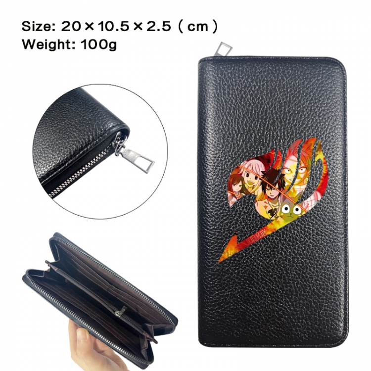 Fairy tail Anime printed PU folding long zippered wallet with zero wallet 20x10.5x2.5cm