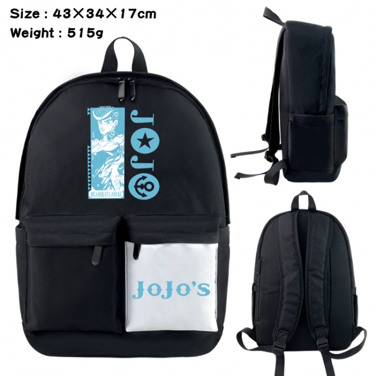 JoJos Bizarre Adventure Anime black and white classic waterproof canvas backpack 43X34X17CM