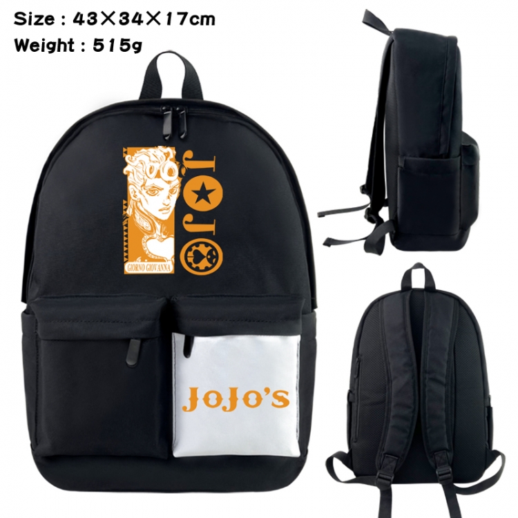 JoJos Bizarre Adventure Anime black and white classic waterproof canvas backpack 43X34X17CM