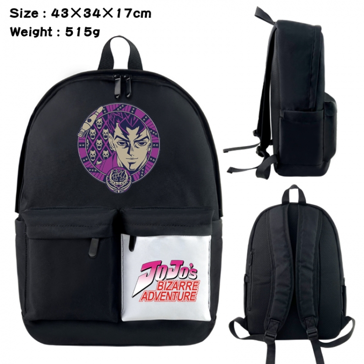 JoJos Bizarre Adventure Anime black and white classic waterproof canvas backpack 43X34X17CM