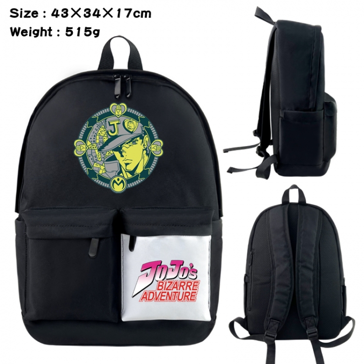 JoJos Bizarre Adventure Anime black and white classic waterproof canvas backpack 43X34X17CM