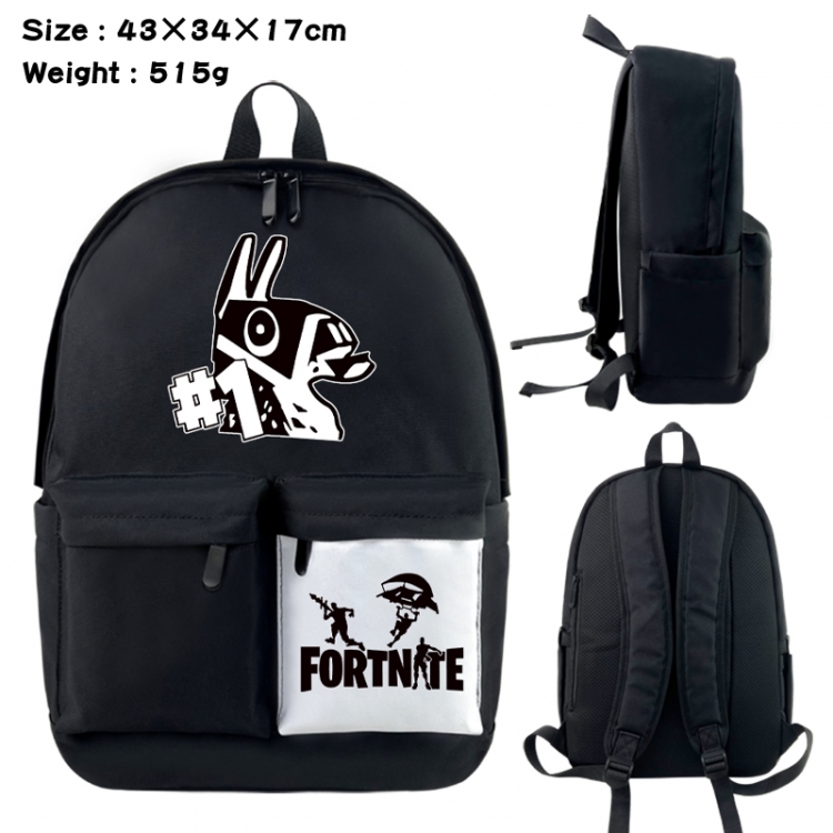 Fortnite Anime black and white classic waterproof canvas backpack 43X34X17CM