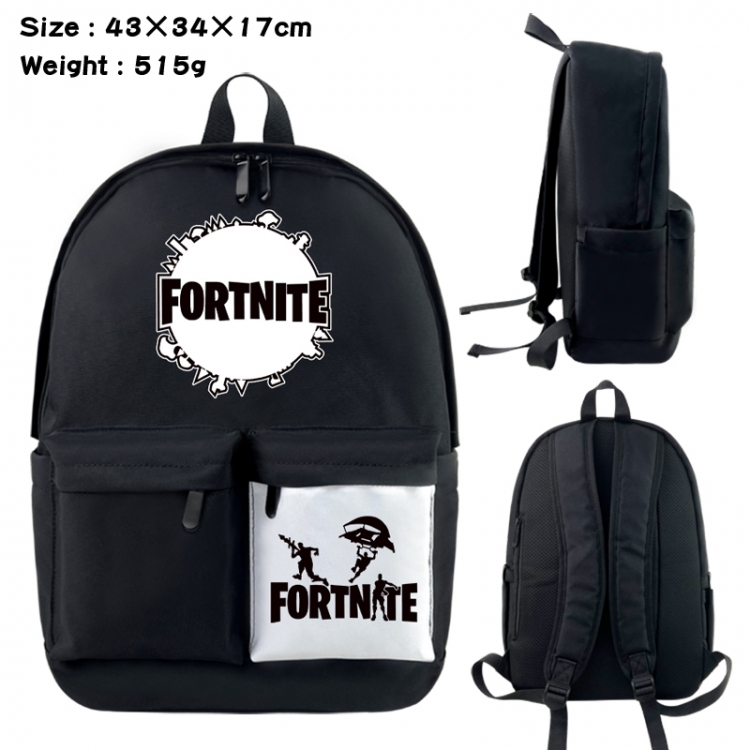 Fortnite Anime black and white classic waterproof canvas backpack 43X34X17CM