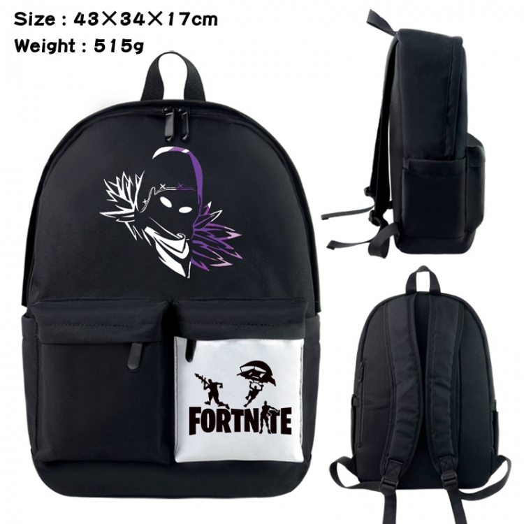 Fortnite Anime black and white classic waterproof canvas backpack 43X34X17CM