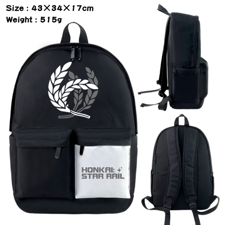 Honkai: Star Rail Anime black and white classic waterproof canvas backpack 43X34X17CM