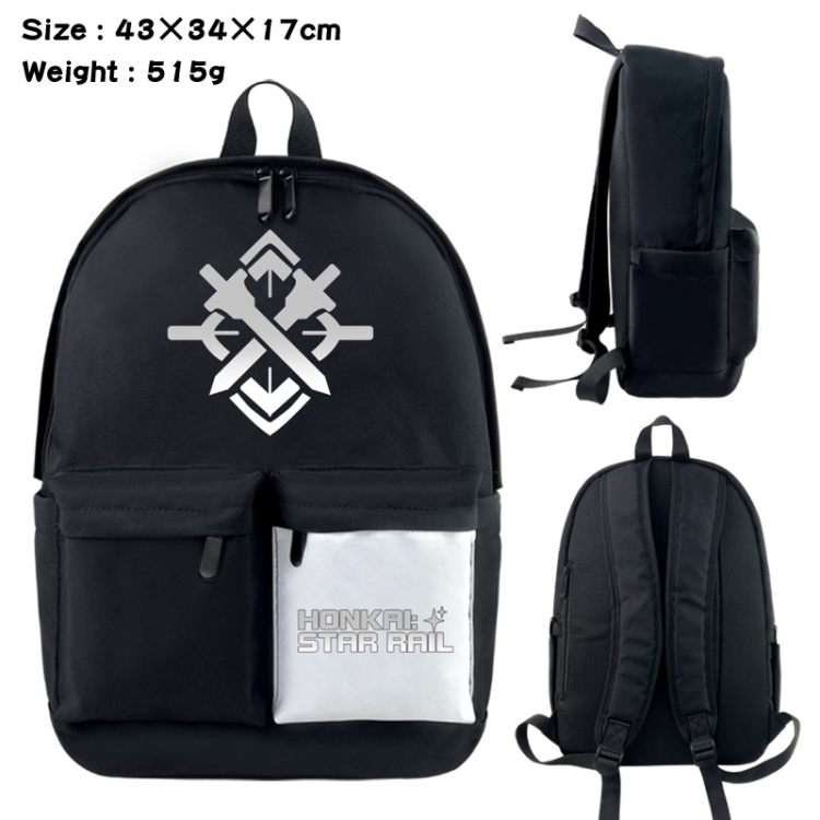 Honkai: Star Rail Anime black and white classic waterproof canvas backpack 43X34X17CM