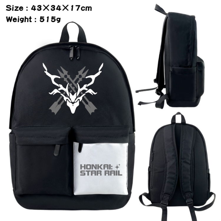 Honkai: Star Rail Anime black and white classic waterproof canvas backpack 43X34X17CM