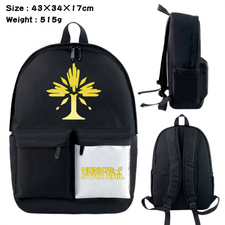 Honkai: Star Rail Anime black and white classic waterproof canvas backpack 43X34X17CM